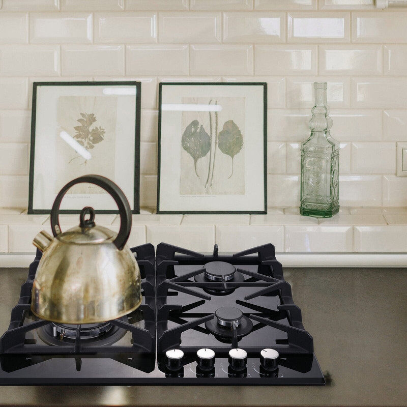 24 in. 4-Burners Recessed Gas Cooktop in Stainless Steel with 5-Power Burners