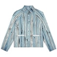 thumbnail image 4 of Jackets for Women Winter Coat Jackets Flannel Stand Collar Jacket(Blue Wood Grain Print,Size:S-4XL), 4 of 7