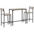 thumbnail image 1 of Industrial 3-Piece Bar Table Set with 2 High-Back Stools - Natural Finish, Counter Height for Kitchen, Dining Room & Patio Use - Sturdy MDF & Steel Frame, 1 of 7