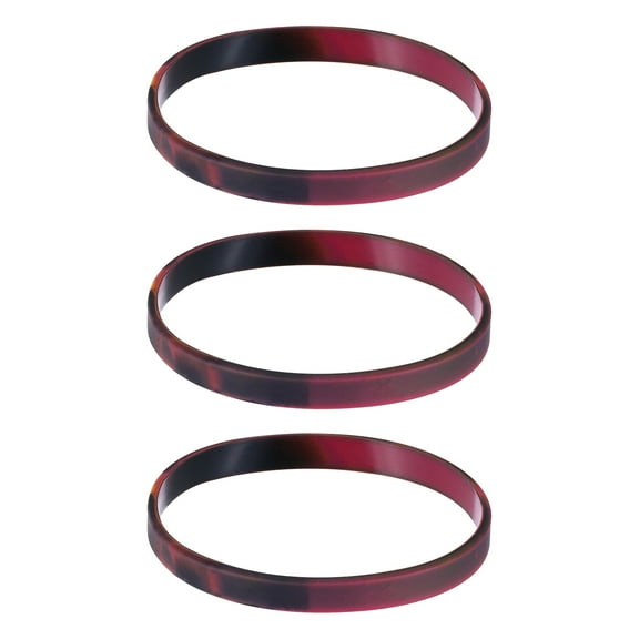 3pcs Plain Silicone Wristband 7 Inch 1/4 Inch Width,Yellow,Purple,Black