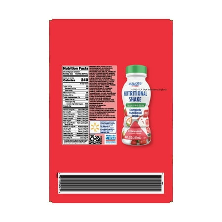 Equate High Protein Nutritional Shake, Strawberry, 8 fl oz, 24 Count