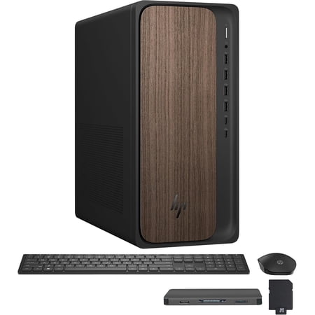 HP OmniDesk Desktop Copilot+ PC, Intel Core Ultra 7 265, 16GB DDR5, 1.5TB Storage (512GB PCle SSD+1TB Docking Station), Intel Graphics, Wireless Keyboard & Mouse, Wi-Fi 6, Bluetooth, Win11, Dark Wood