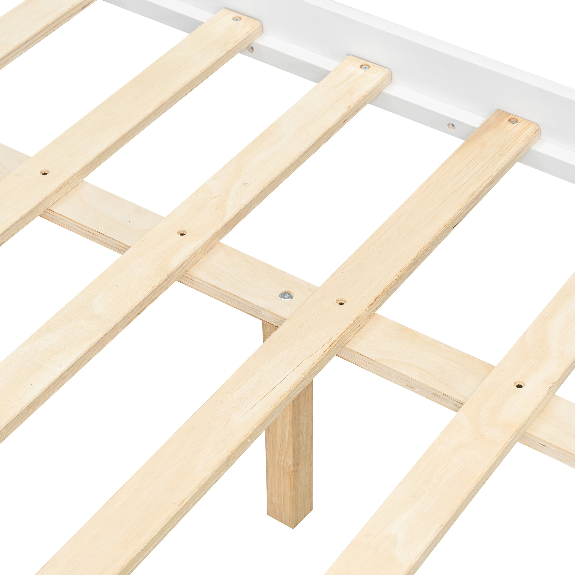 Aukfa Full Size House Bed with Two Storage Drawers for Kids, Solid Wood Montessori Bed Frame, White
