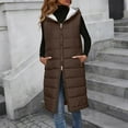 thumbnail image 2 of MaFYtyTPR Women's Long Puffer Vest Outerwear Casual Winter Warm Padded DownTwo-way Zipper Sleeveless Puffy Coat With Pockets Brown XL, 2 of 5
