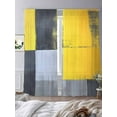 thumbnail image 3 of Abstract Street Art Sheer Curtains for Living Room Bedroom, Light-filtering Sheer Curtain, Grey Yellow Color Stitching Rod Pocket Voile Window Treatment Drapes, 52’’Wx84’’L, 2 Panels Set, 3 of 7