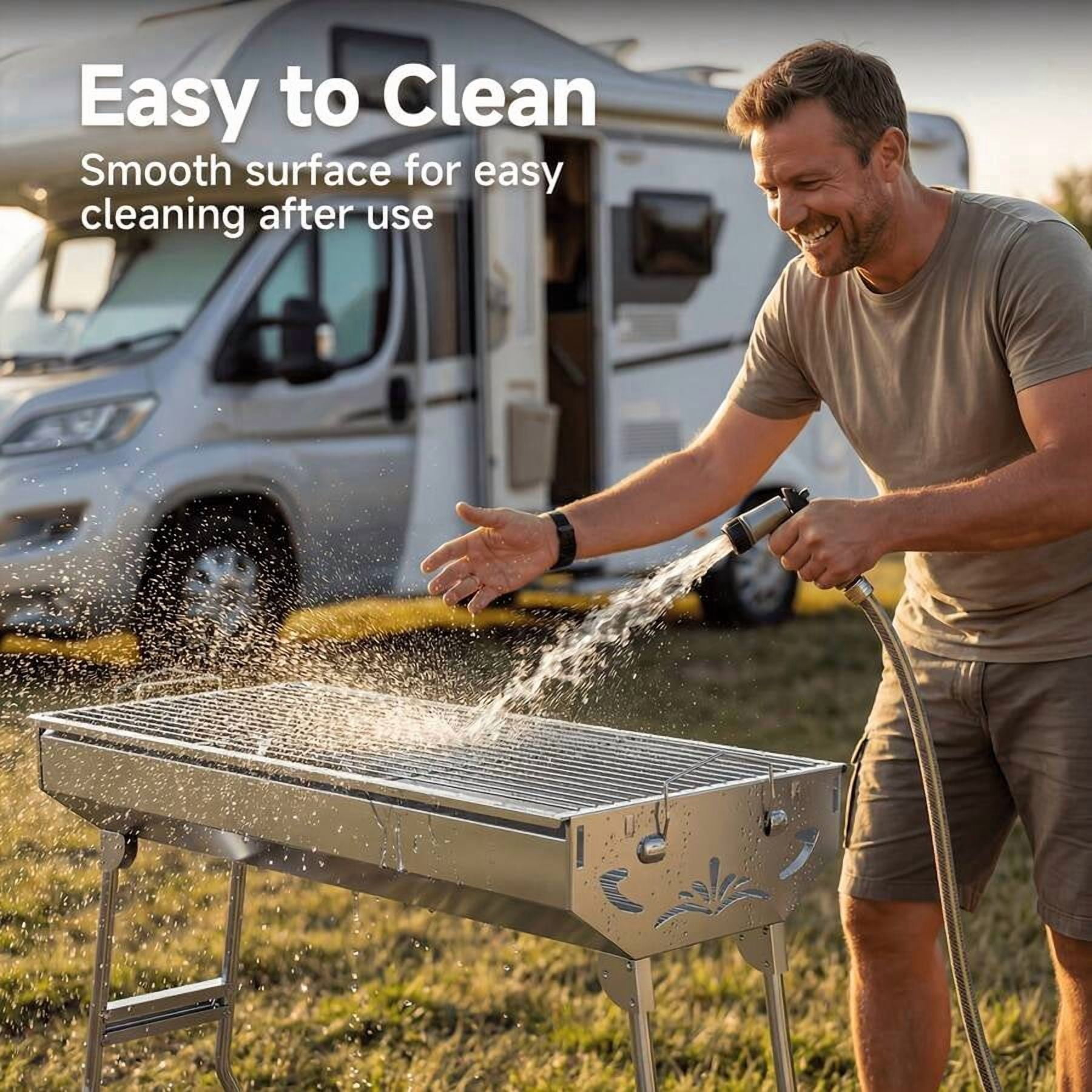 XC  Outdoor Stainless Steel Foldable Charcoal Grill, Rustproof & Heavy-Duty, Tool-Free Setup For Camping & Backyard BBQ