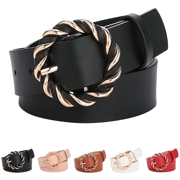 WHEANG Wide Waist Belt for Women Daily Wear Casual Belt Women's Twisted Round Buckle PU Waist Belt Versatile Decorative Dresses Belt Adjustable Fashion Women's Belt White 2026 Sales Under $1