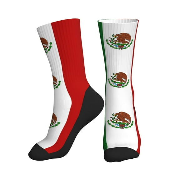 Mens Womens Mexico Flag Hiker Cushion Crew Socks