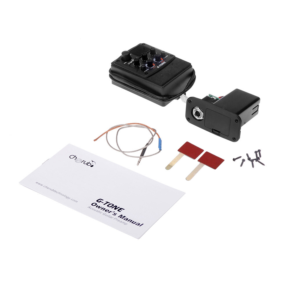 Cherub G-Tone GT-6 Acoustic Guitar Preamp Piezo Pickup 3-Band EQ Equalizer LCD Tuner with Reverb/Delay/Chorus/Wide Effects