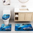 thumbnail image 4 of FMSHPON Sea 4 Piece Bathroom Set Shower Curtain Bath Rug Contour Mat and Toilet Lid Cover, 4 of 7