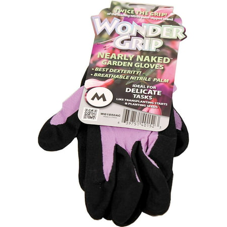Nearly Naked Gloves, Medium, Assorted Colors, Best Dexterity Breathable Nitrile Palm Twice the grip of the leading nitrile palm-dipped brand By Wonder