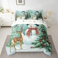 thumbnail image 3 of Manfei Christmas Snowman Child 7 Pieces Bedding Comforter Set, Jungle Magic Reindeer Full Bedding Set, Happy New Year Reversible Fitted Sheet Flat Sheet, Breathable Home Decor, 3 of 8