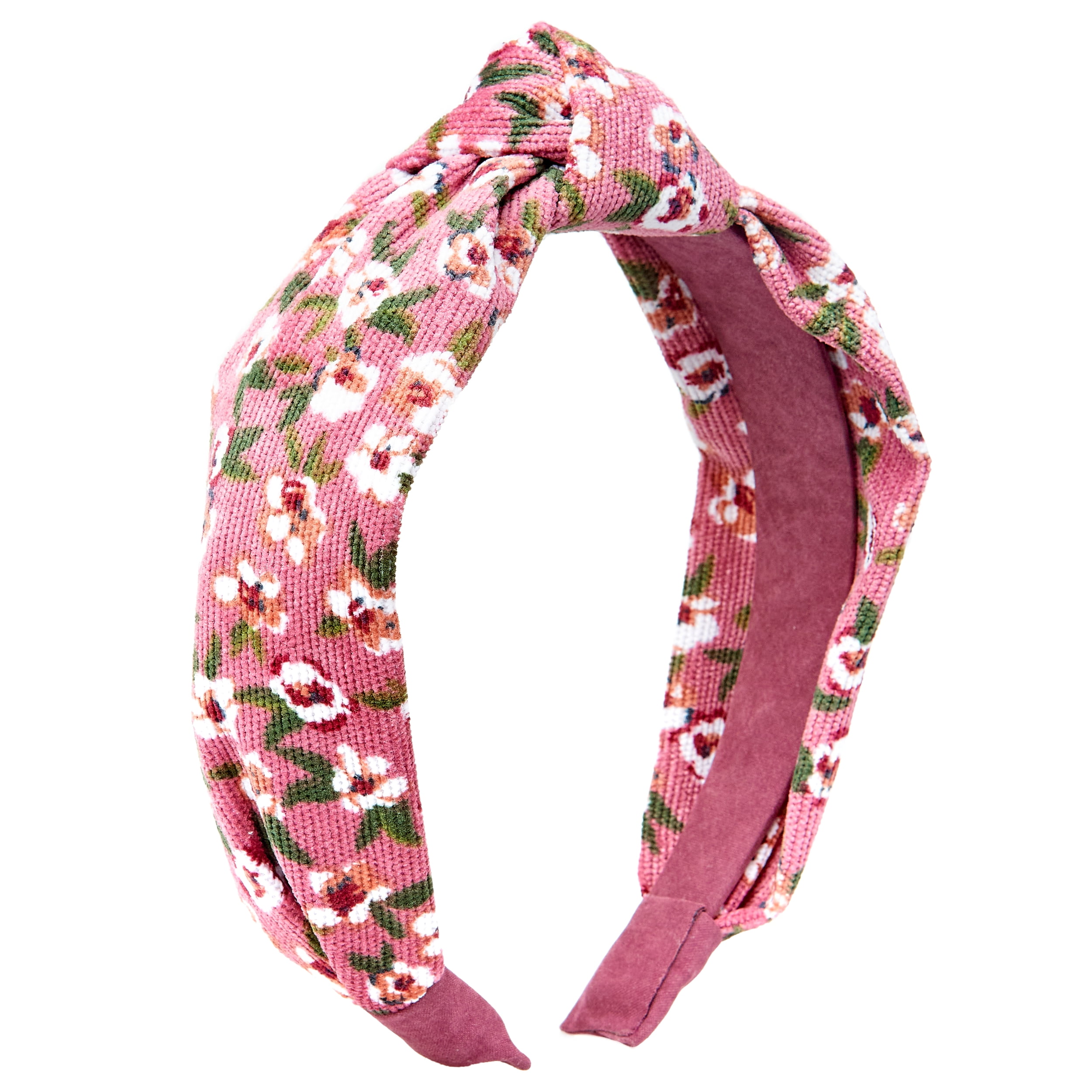 Girls Two Pack Puffy and Top Knot Corduroy Floral Kids Headbands