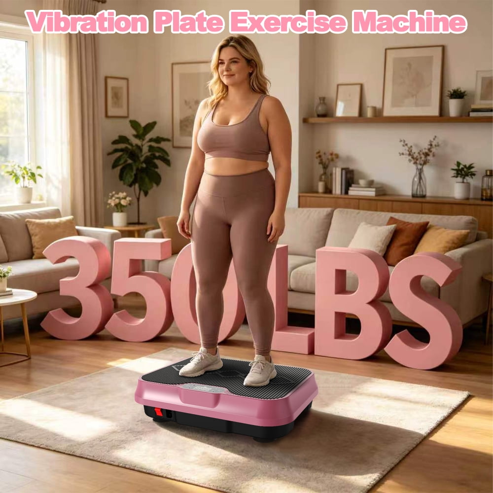 HomePerch Vibration Plate Exercise Machine with Remote Control & Resistance Bands, Whole Body Workout Fitness Platform for Home Gym, Toning & Balance Training  Red