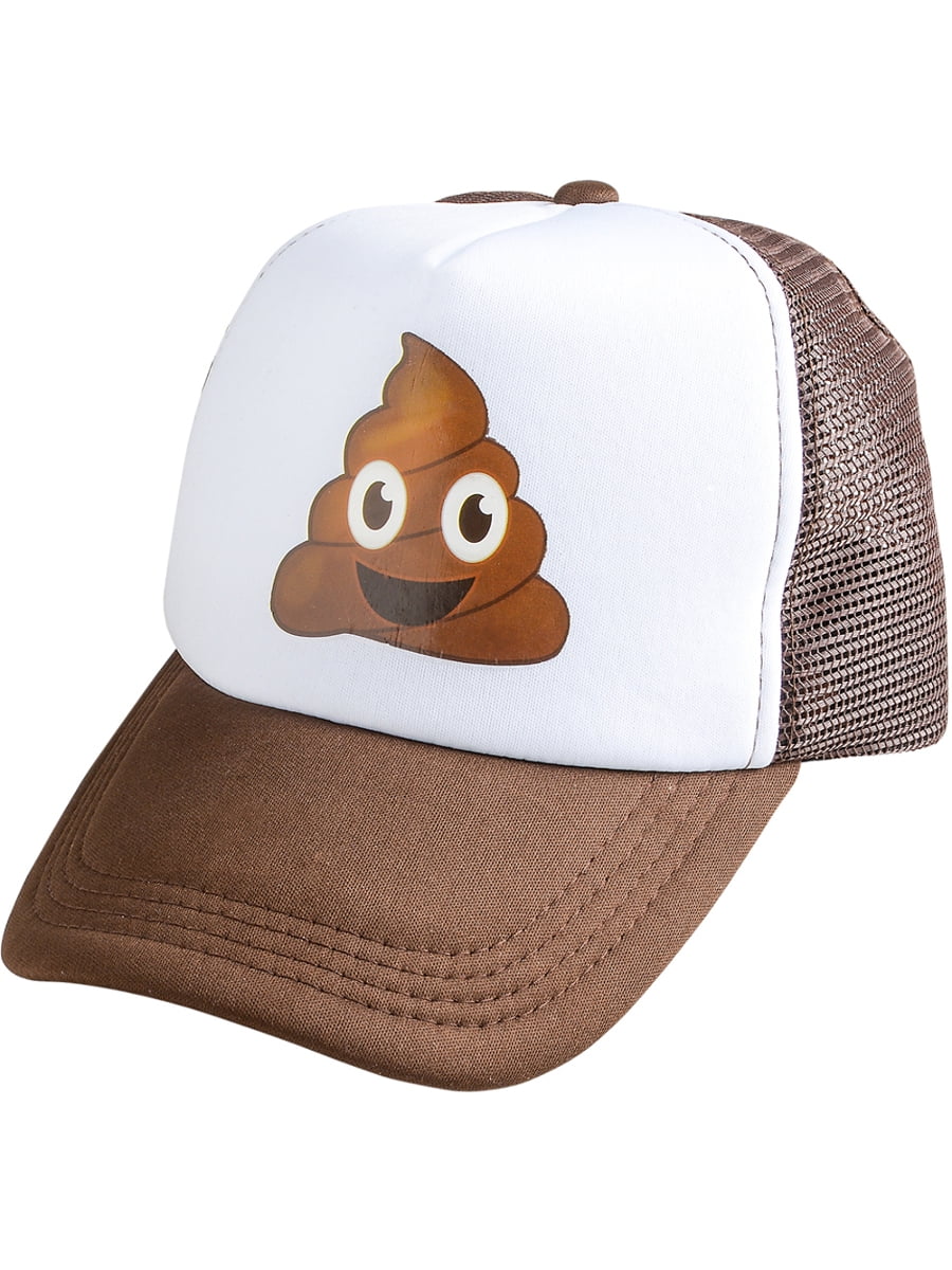 RI Novelty Adults Funny Emoji Emoticon Poop Trucker Hat Costume Accessory -  