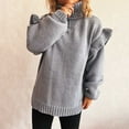 thumbnail image 6 of Ltctricy Oversized Sweaters for Women Ruffle Long Sleeve Turtleneck Loose Casual Pullover Sweaters Fall Winter Knit Sweaters(Gray,Small), 6 of 6