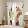 thumbnail image 3 of jejeloiu Farmhouse Highland Cattle Curtains Pack of 2 (42x84 Each),Rustic Farmhouse Curtains Blackout,Colorful Graffiti Flower Bedroom Curtains For Teens,Super Cozy Room Decor, 3 of 6