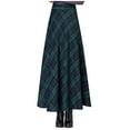 thumbnail image 2 of Leesechin Summer Skirt for Women Ladies Retro Woolen Plaid Skirt, Ladies Winter Mid Length High Waisted Woolen Skirt, Long Skirt, 2 of 7