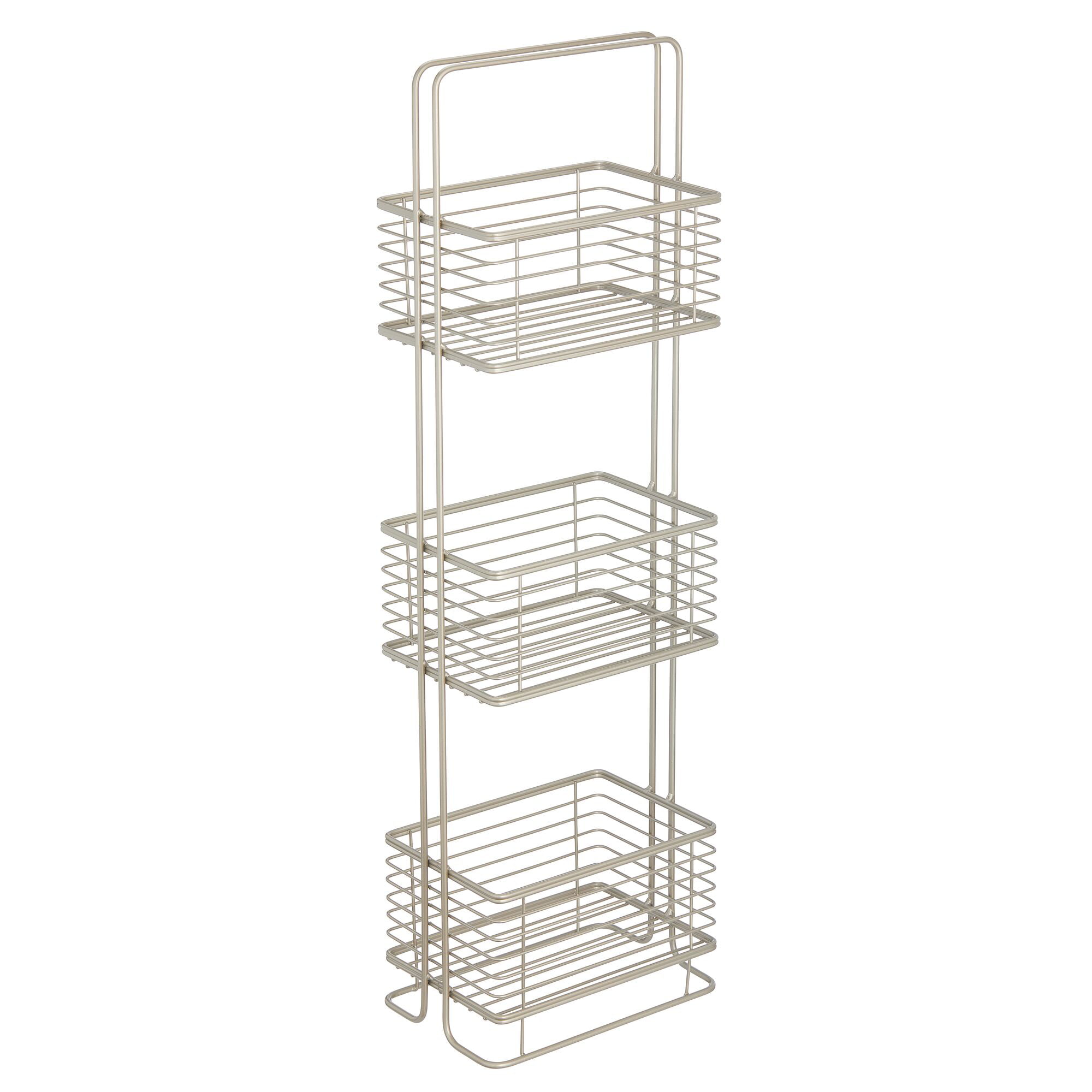 mDesign Tall 3 Basket Tiered Bathroom Holder, Metal Wire Floor Stand  Storage Layered Rack with Three Tier Storage Shelving Bathroom Organizer  Bins for