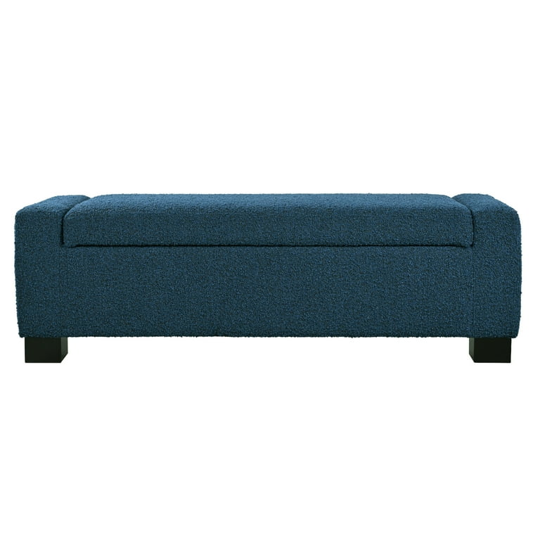 Christopher Knight Home Tatiana Navy Blue Fabric Storage Ottoman With Stud Details