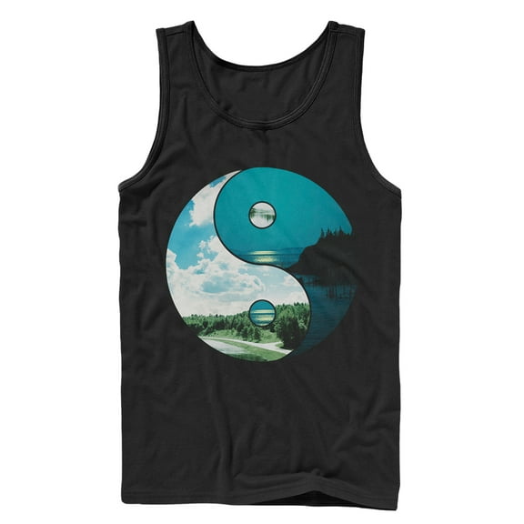 Men's Lost Gods Yin Yang Landscape  Tank Top Black X Large