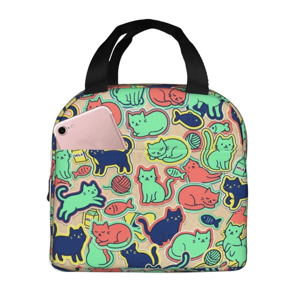 Cat Lunch Bag Lunch Box For Women,Leakproof Lunch Tote Large Capacity,Reusable Insulated Lunch Tote Bag,Keep Warm And Fresh,Cooler Bag Lunch Container For Work/Office/Picnic/Travel