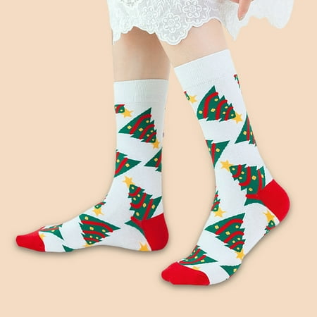 

D-GROEE 1 Pair Womens Multicolor Fashion Warm Cotton Thick Winter Merry Christmas Mid Calf Socks
