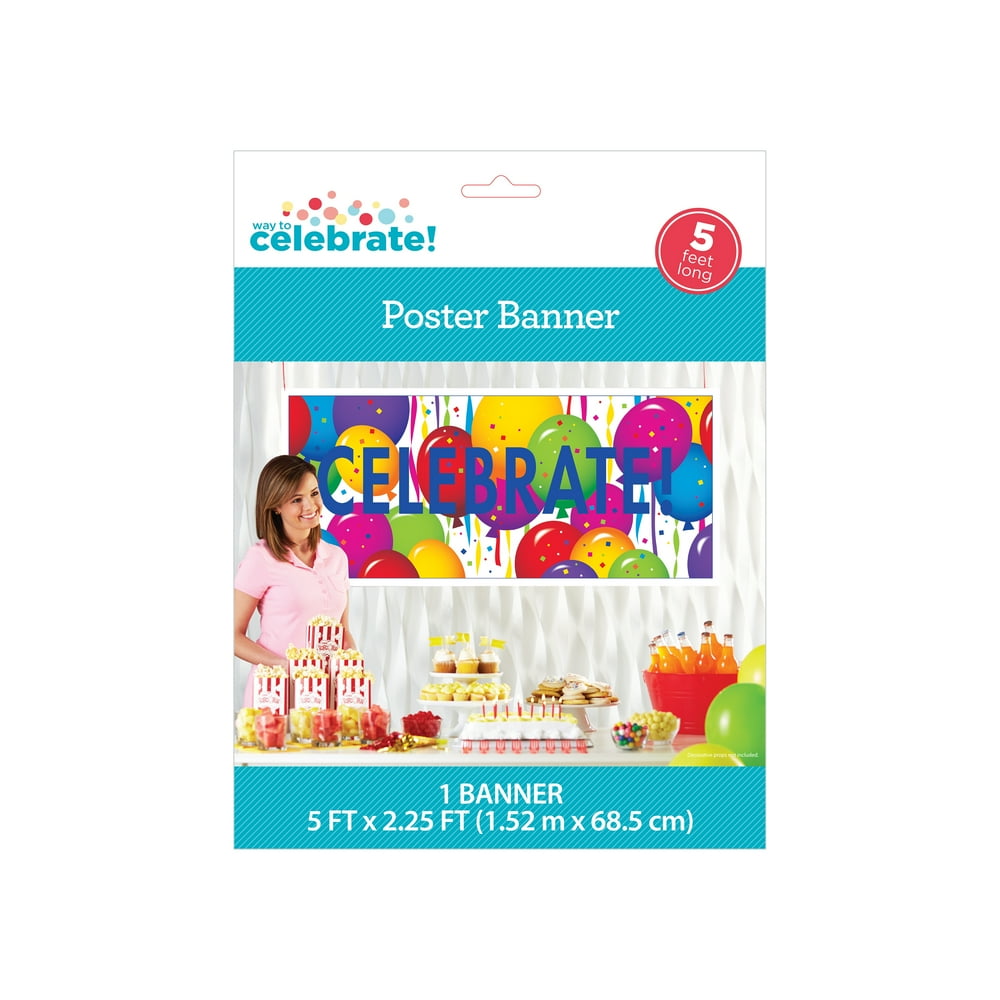 "Celebrate" Banner, 5 x 2.25 ft, Multicolor, 1ct