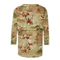 thumbnail image 5 of CYMMPU Women's Business Work Blouses Tunic Tops Summer Fall Vintage Crewneck Swing Shirts Floral Printed 3/4 Length Sleeve Basic Tees 2025 Clothes Multicolor S, 5 of 5
