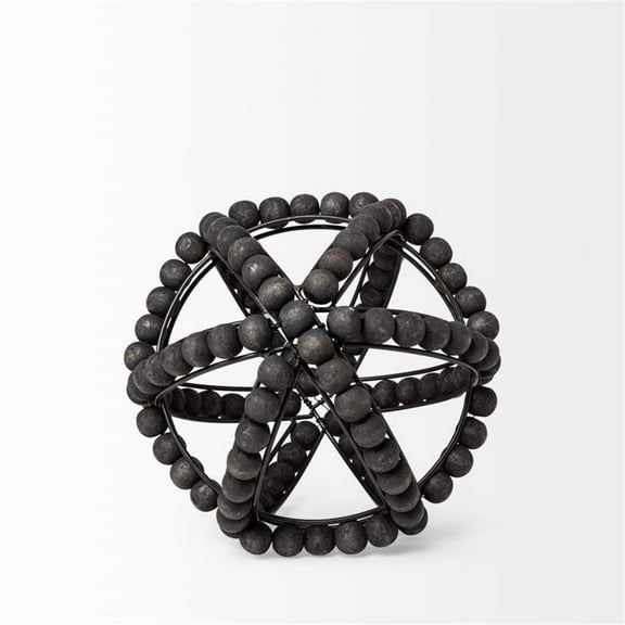 Mercana Earnhardt I Decorative Metal Orb With Wooden Bead In Black 68678