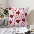 thumbnail image 2 of DouZhe Velvet Decorative Throw Pillow Covers Set of 2, Soft Square Cushion Cover with Invisible Zipper Red Pink lollipop Hearts Printing, 20"x20", 2 of 7