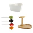 thumbnail image 2 of EeaseCA 1 Set Household Fruit Bowl Tray Set Simple Ceramic Salad Fruit Bowl Fork Kit, 2 of 7