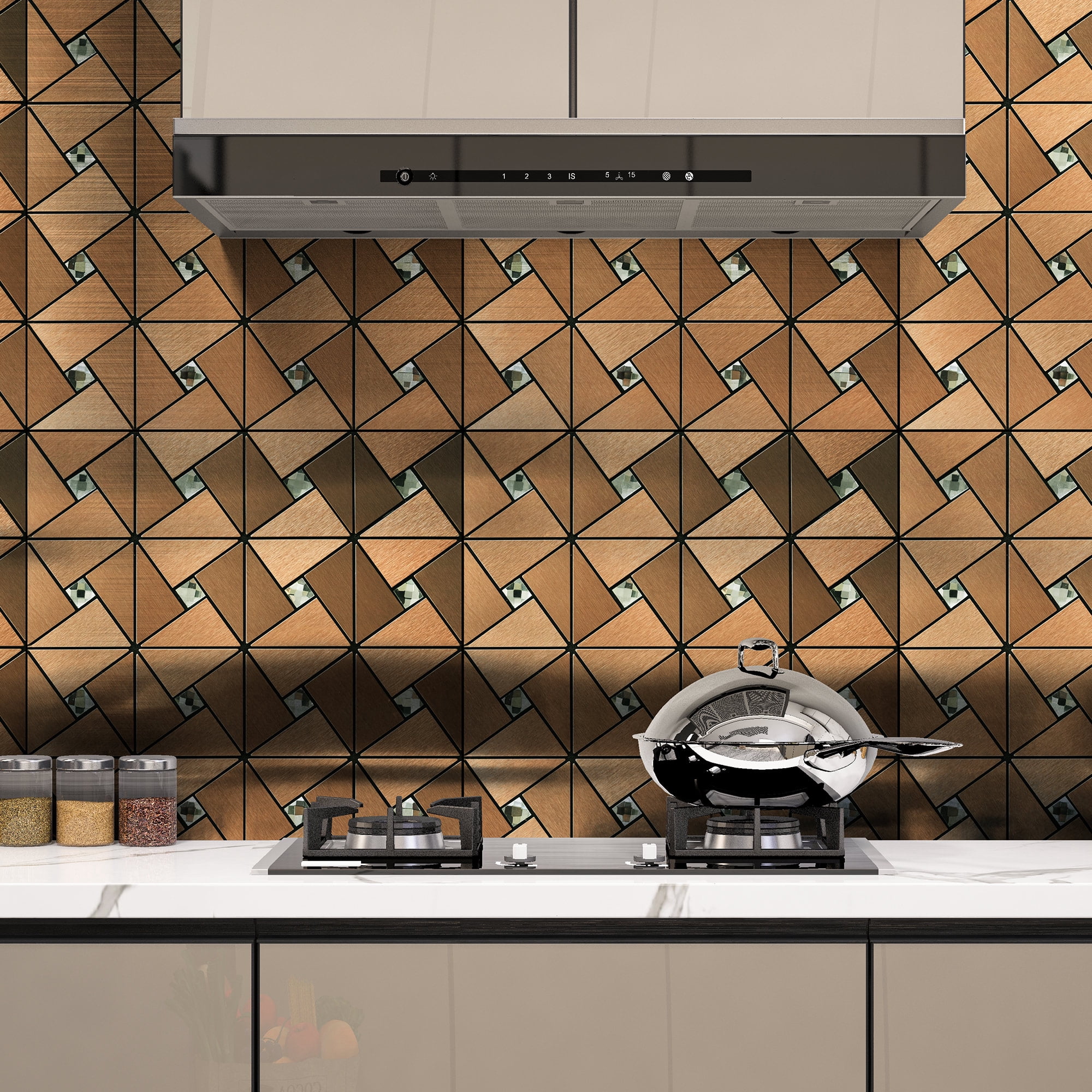 Art3d 11.8"×11.8" 10-Sheet Peel and Stick Backsplash Metal Mosaic Tiles for Kitchen Indoor Wall Decor