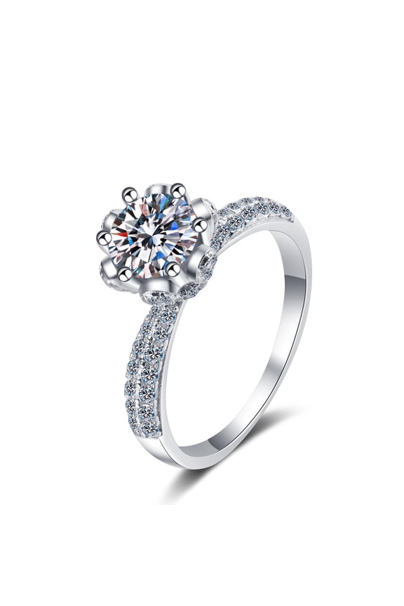 1-5ct Moissanite Engagement Rings for Women Round Cut D Color VVS1 Sterling Silver Diamond Rings Moissanite Wedding Rings for Women with Certificate
