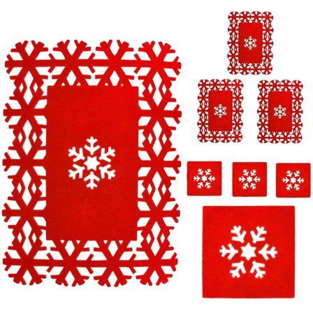 EXHUMKY Christmas Felt Placemats Red Table Mats for Home Dining 8 Pieces Set