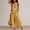 Yellow, variant on Women's Two Piece Outfit, Sleeveless Smocked Neck Top and High Waist Wide Leg Pants Set, Casual Summer Linen Look Matching Set with Pockets, Black L