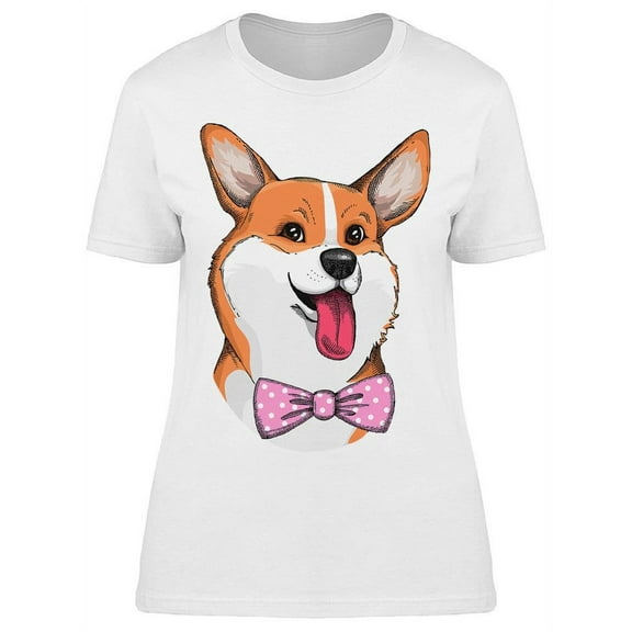 Corgi With A Ribbon T-Shirt Women -Image by Shutterstock, Female Large