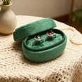 thumbnail image 3 of TAIMY Oval Velvet Ring Box - Portable Travel & Wedding Jewelry Case, Elegant Bridesmaid Gift, Business Accessory  (Emerald Green), 3 of 6