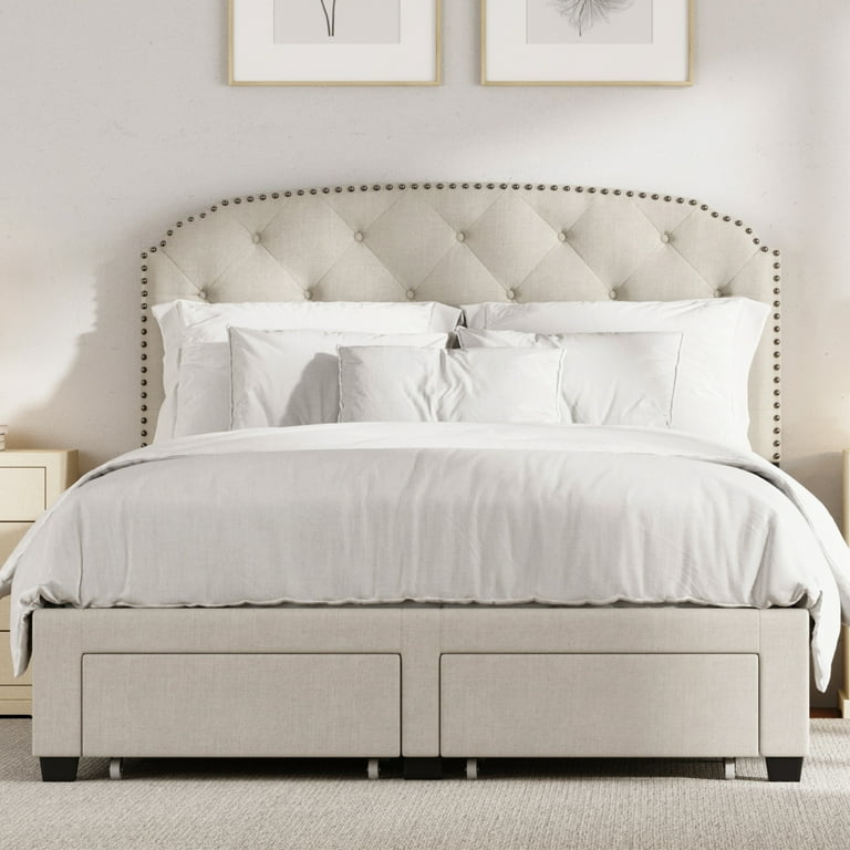 Sleigh Bed Frame | Alice Panel Fabric Bed Frame | Bedroomking