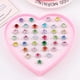 thumbnail image 1 of Juego de 36 anillos ajustables para niñas, joyas de princesa, anillos para dedo para fiesta de cumpleaños infantil con caja en forma de corazón., 1 of 2