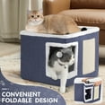 thumbnail image 4 of HDJ Indoor Pet Bed for Cats, Covered Foldable Kennel Bed with Scratching Board, Suitable for Many Small Pets, Dark Blue, 4 of 10