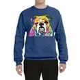 thumbnail image 2 of Wild Bobby Dean Russo Neon Colorful Pug Dog The Bulldog Dog Lover Unisex Crewneck Graphic Sweatshirt, Vintage Heather Blue, Small, 2 of 5