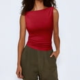 thumbnail image 2 of DHFJKG Women's Tank Top Solid Color Boat Neck Fashion Slim Fit Camisole Shirts Workout Yoga Gym Clothes Trendy Tops, 2 of 4