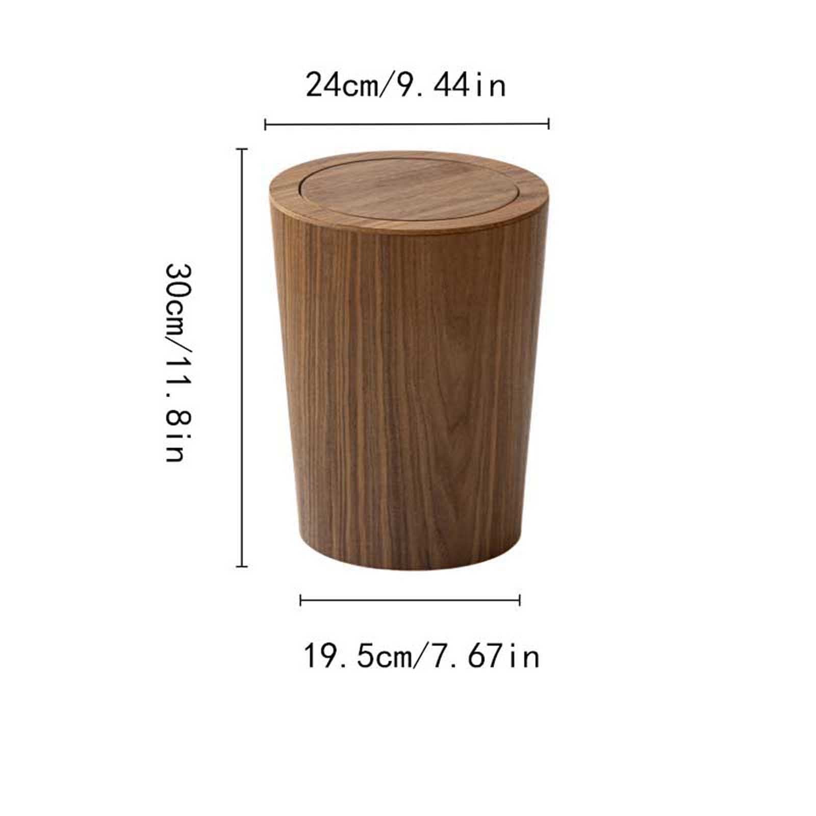 Gnmfd Wooden Flip-Top Trash Can with Lid for Bathroom Bedroom Office Living Room, Compact Waste Basket for Home Hotel Use, Bathroom Storage Cabinet and Small Space Trash Organizer