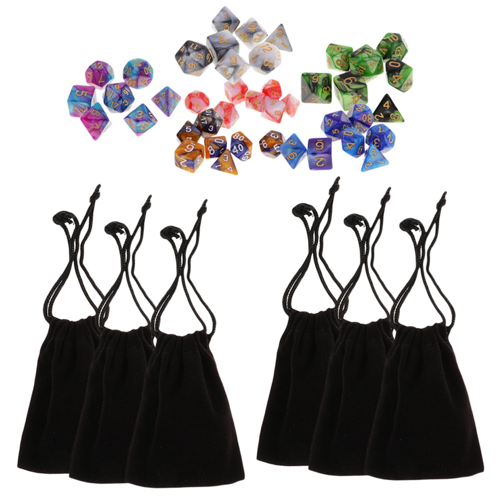 LeeQinersw 42pcs Polyhedral Dice Number Dice D4-D20 16mm + Black Bag for Role Playing Games 1