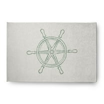 Simply Daisy 4' x 6' Large Ship Wheel Nautical Chenille Rug, Sage