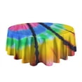 thumbnail image 5 of Colorful Rainbow Tie Dye Spiral Pattern Round Tablecloth 60"x60",Wrinkle Wipeable Table Cloth for Kitchen Dining Room Picnic Patio Party, 5 of 6