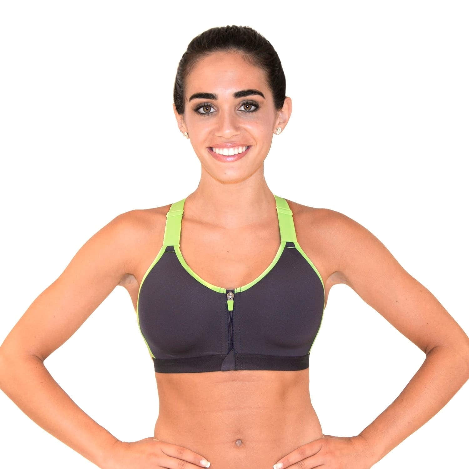 high support zip front sports bra