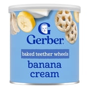 (2 pack) Gerber Snacks for Baby Teether Wheels, Banana Cream, 1.48 oz Canister