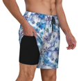 thumbnail image 2 of Fotbe Icy Blue Snowflakes Traje de Baño para Hombre – Shorts de Natación de Secado Rápido con Forro y Bolsillos-Small, 2 of 6
